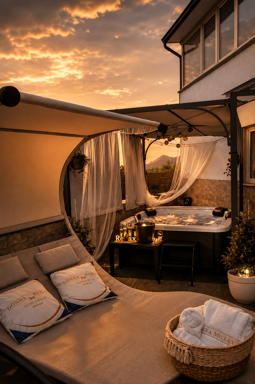 Jacuzzi riscaldata nell'area wellness